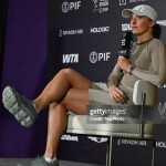 RIYADH, SAUDI ARABIA  OCTOBER 31:
Iga Swiatek of Poland speaks to the media during a press conference on Media Day ahead of the WTA Finals Riyadh at King Saud University Indoor Arena in Riyadh, Saudi Arabia, October 31, 2025. (Photo by Artur Widak/NurPhoto via Getty Images)