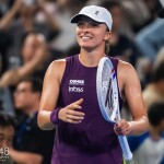 Iga Swiatek of Poland after the quarter-final of the 2026 Dongfeng Voyah Wuhan Open WTA 1000 tennis tournament
