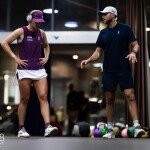 Iga Swiatek of Poland warms up before the quarter-final of the 2026 Dongfeng Voyah Wuhan Open WTA 1000 tennis tournament